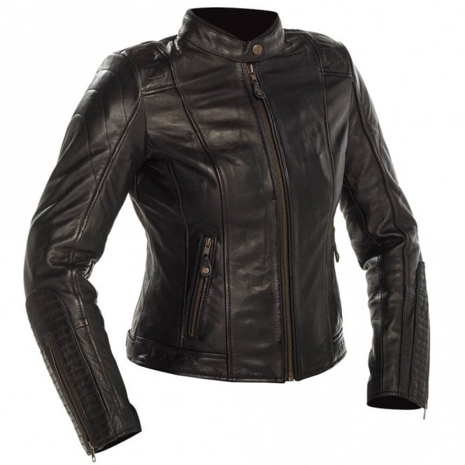 Richa Ladies Women's Lausanne Leather Motorcycle Jacket (Black)